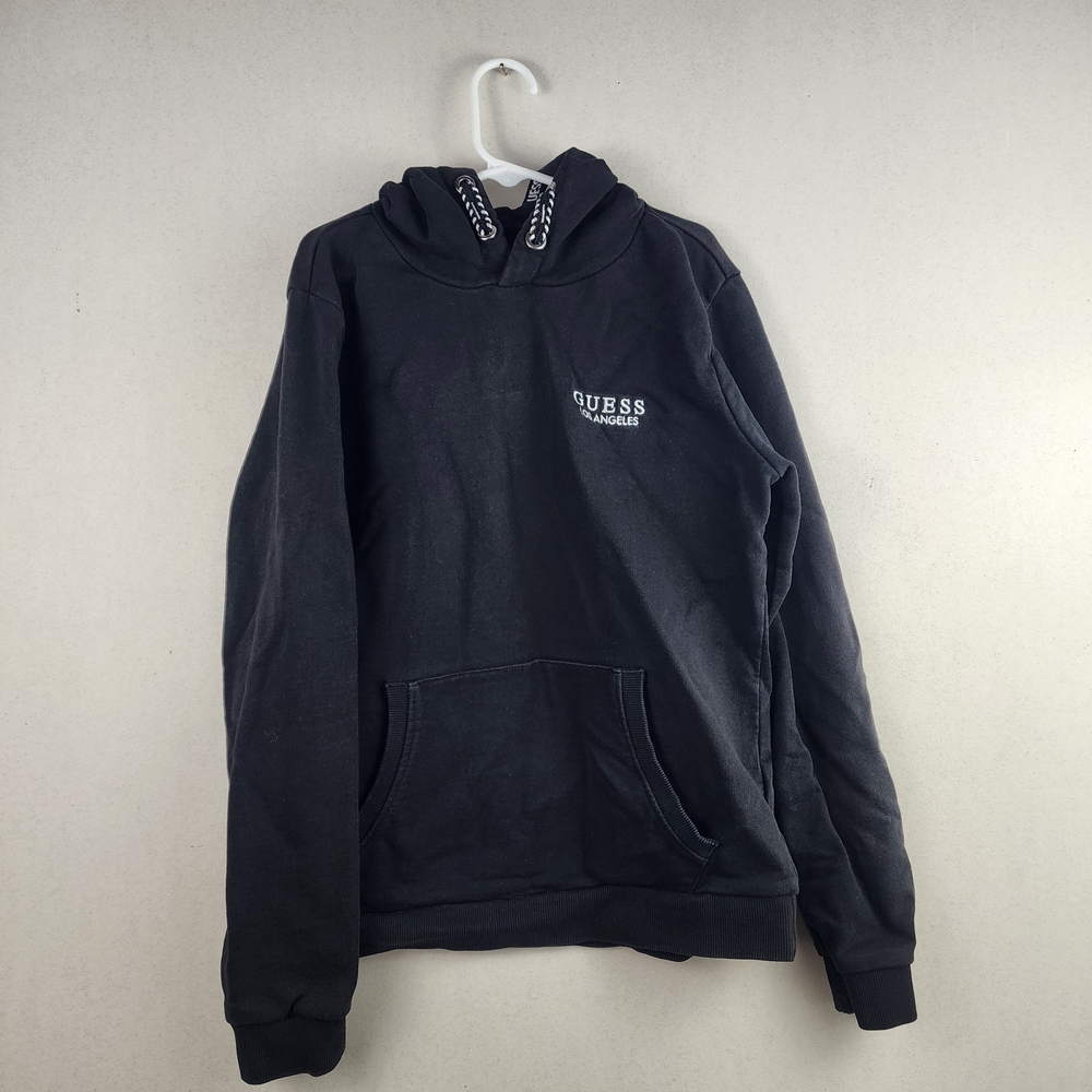 Guess Los Angeles Girls Black Logo Hoodie Sz 12 Pullover Kangaroo Pocket